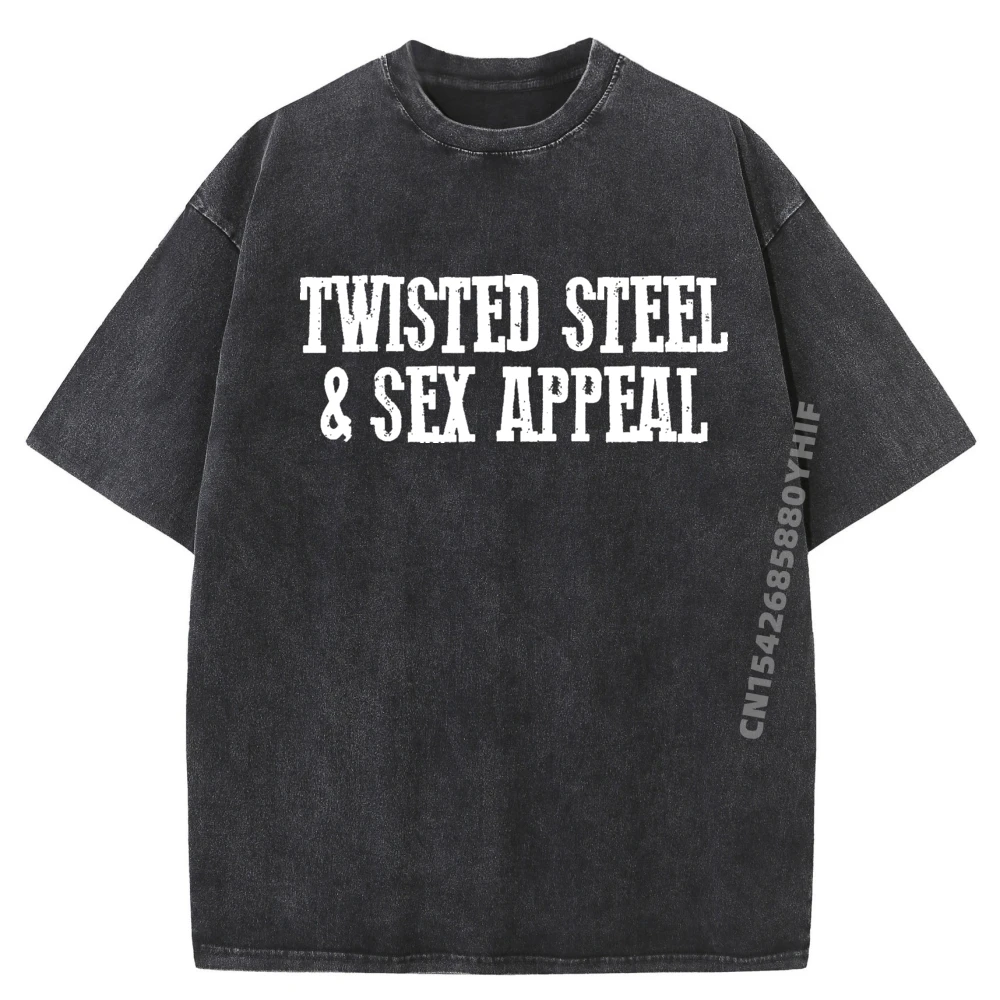 

Забавные удобные топы с буквенным принтом Twisted Steel, летняя футболка, мужская нормальная простая мягкая мытая футболка