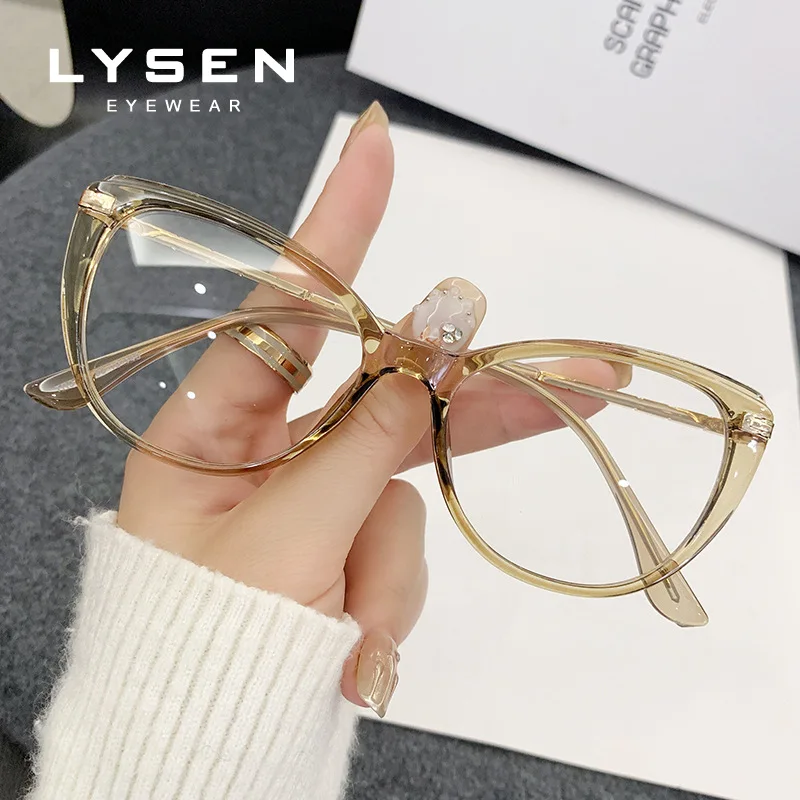 نظارات قراءة عصرية جديدة من LYSEN بإطار كبير على شكل عين القطة وصفة طبية مخصصة نظارات قصر النظر لحجب الضوء الأزرق التقدمي #3