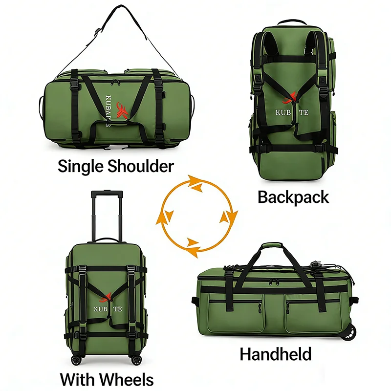 Large Capacity Travel Bag With Wheels 22/70/90IN Foldable Travel Backpack Scalable Handbags Multi Functional Storage Luggage Bag