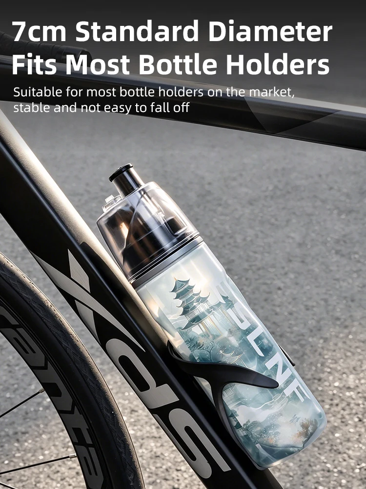 AliExpress ESLNF Double-layer Refrigeration Bicycle Water Bottle 3-6 Hours Spray Direct-drinking 2 In 1 Design Sports Kettle New