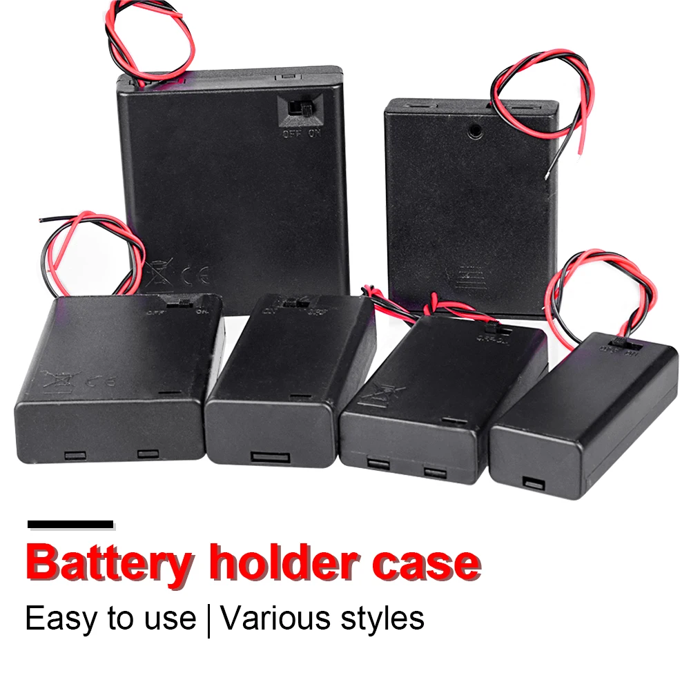 9V 1X 3.7V Storage Switch Holder AA AAA  Power Bank 2X 3X 4X 18650 Box Case Switch Wire Lead DIY Battery Container Cover On/Off