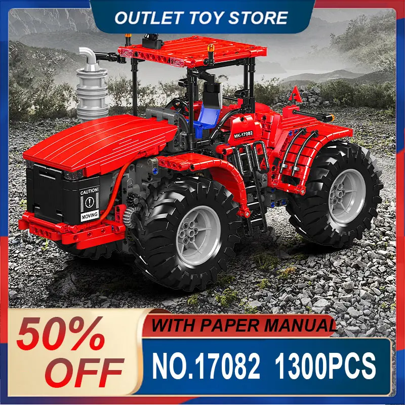 Mould King 17082 Red Hinge Tractor Building Blocks Bricks, High Difficulty DIY Brick Set, Excellent Gift for Engineering Fans