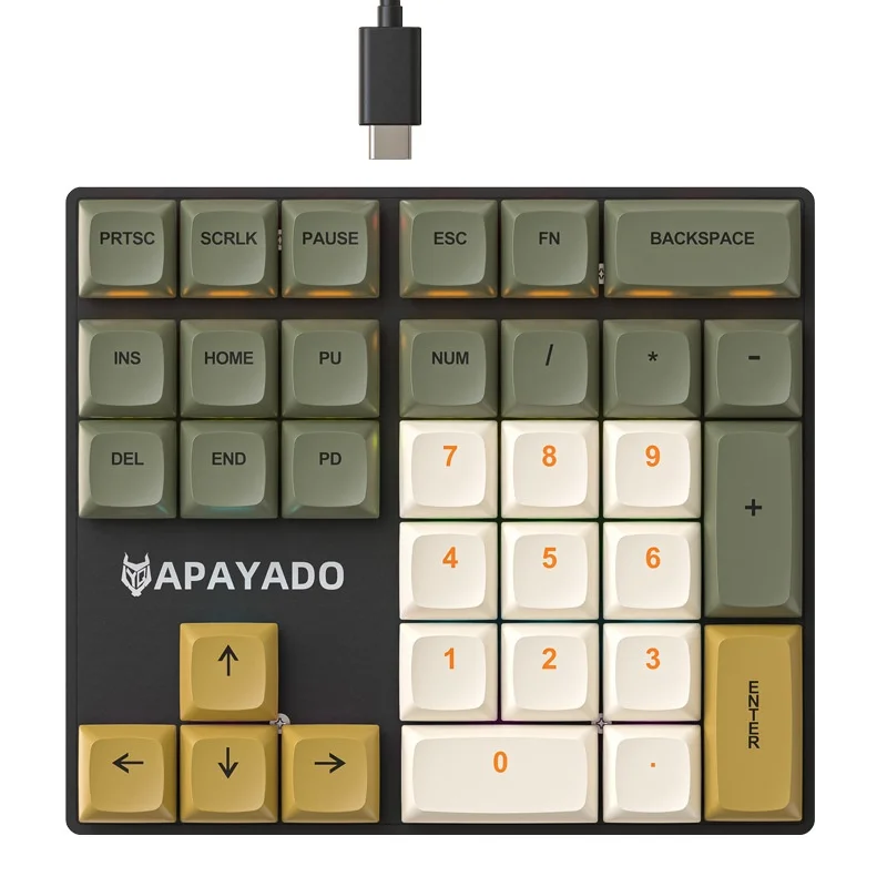 Apayado K33 Mechanical Numeric Keypad 33 Keys Rgb Backlit Wired Number Pad For Laptop Notebook Accounting Finance Office Work