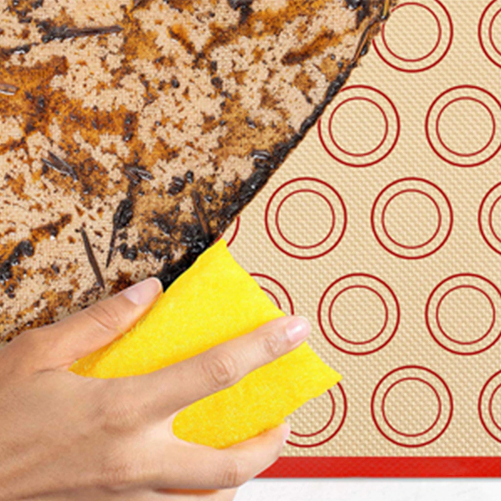 1 x Silikon-Backmatte für den Ofen, dünn, 0,4 mm, wiederverwendbar, antihaftbeschichtet, hitzebeständig, Backvorlagen, Liner, Backwerkzeuge für Kekse – Detail 7