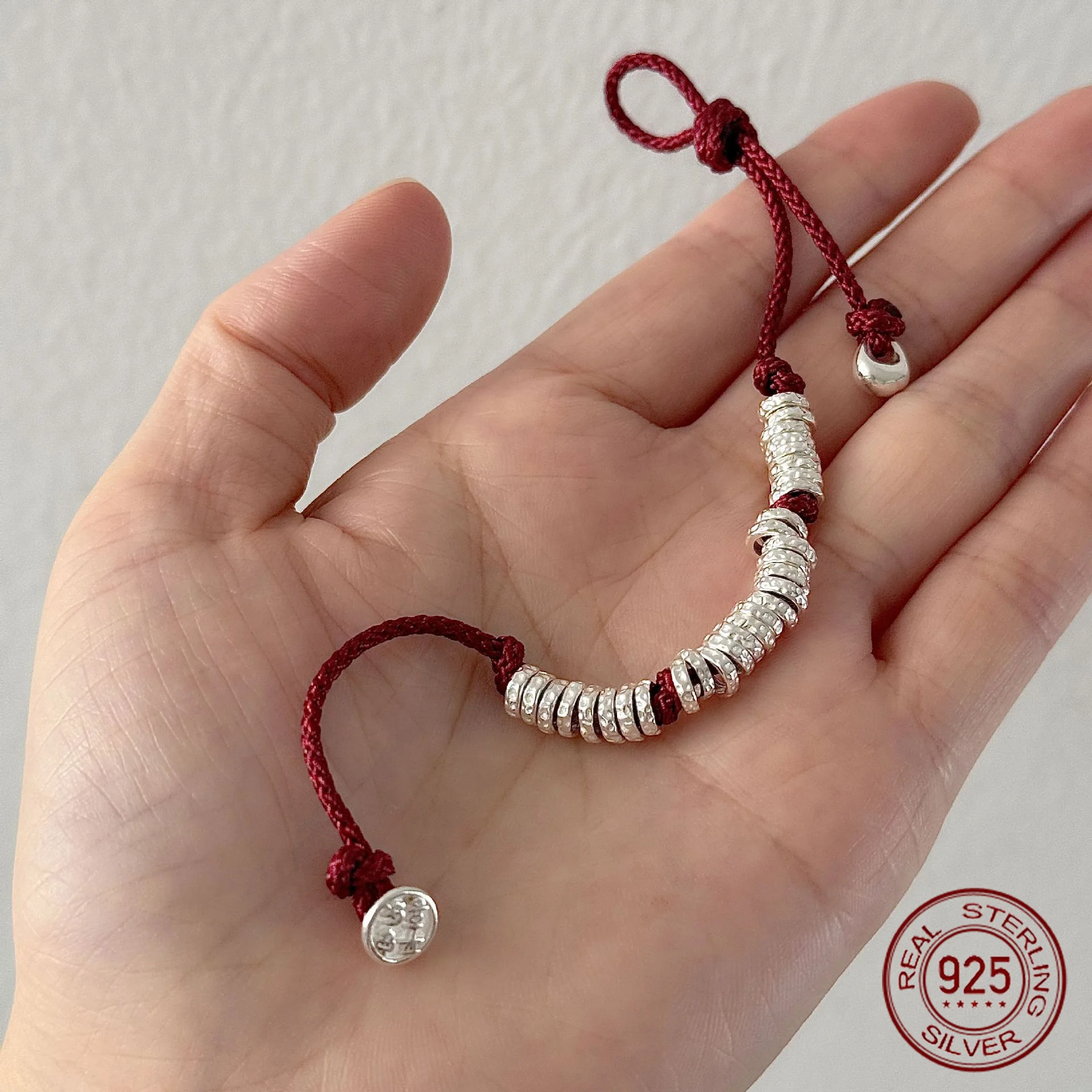 

La Monada Silver Circle Bead Red Thread For Hand Women's Bracelets 925 Sterling Silver Adjust Red Rope Silver Bracelet 925 Women