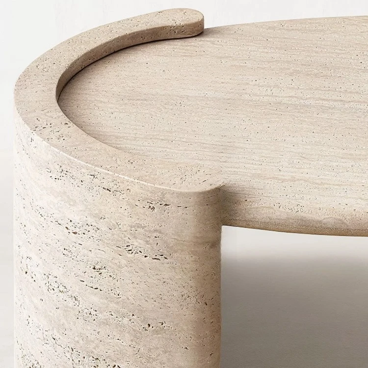 طاولة قهوة لغرفة المعيشة من الحجر الجيري الطبيعي الحديث نموذج عائلي لغرفة نموذجية طاولة قهوة فاخرة #2