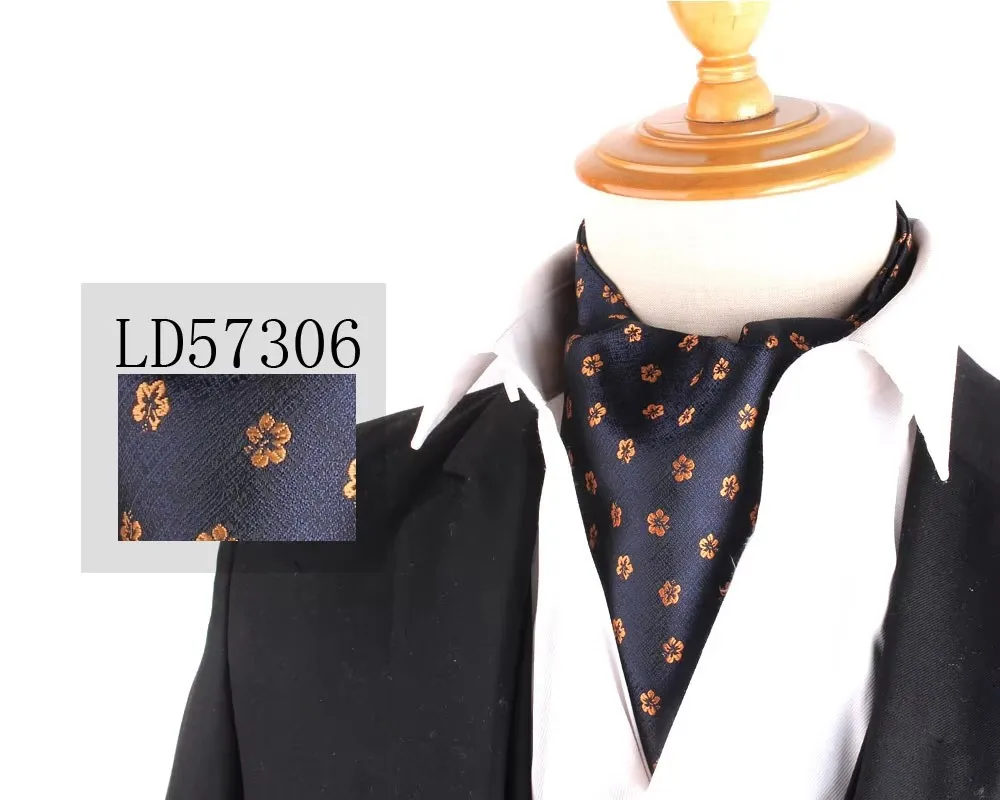 الجاكار الأزهار بيزلي الكاجو التعادل الزفاف الرسمي Cravat أسكوت Scrunch الذاتي البريطانية شهم البوليستر رابطة عنق للرجال الفاخرة