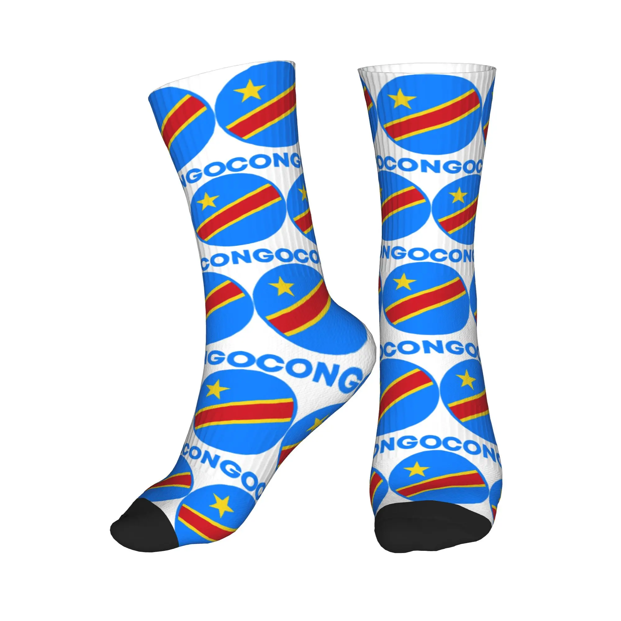 

All Seasons Flag Of Congo Kinshasa Flag Of Zaire Sport Middle Tube Socks Super Soft Crew Socks Casual Stockings for Men Women