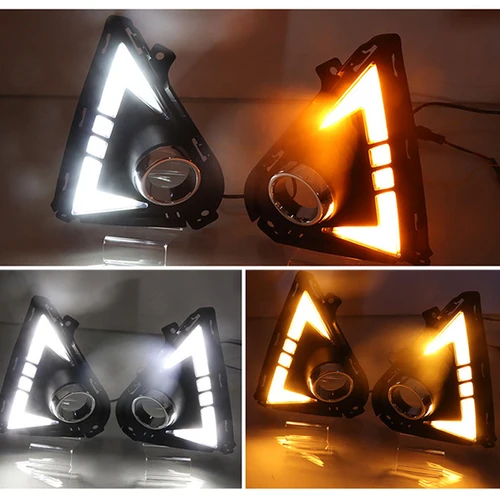 Imagen 2 del producto Para Hyundai Accent Solaris 2021 2022 2023 Auto luz de señal de giro amarilla LED 12V lámpara antiniebla coche LED DRL lámparas de circulación diurna