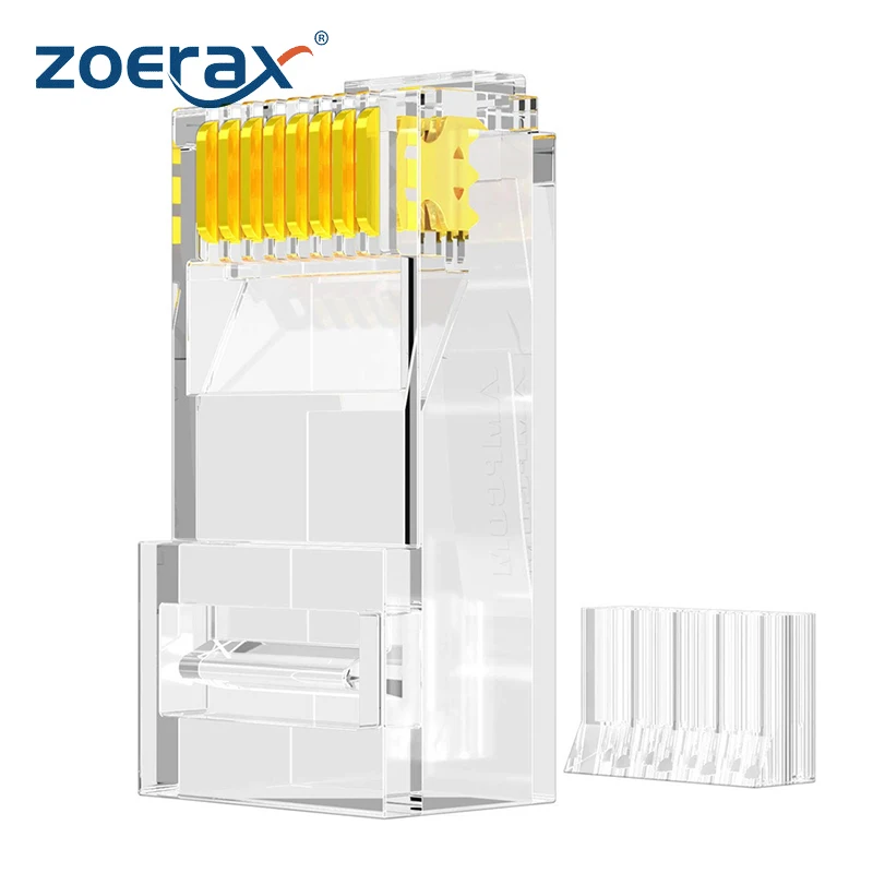 ZoeRax 2 Pieces Suit RJ45 Cat6 Connectors - 3 Prong 8P8C Modular Plugs for 23AWG Twisted Pair Wire & Standard Cables