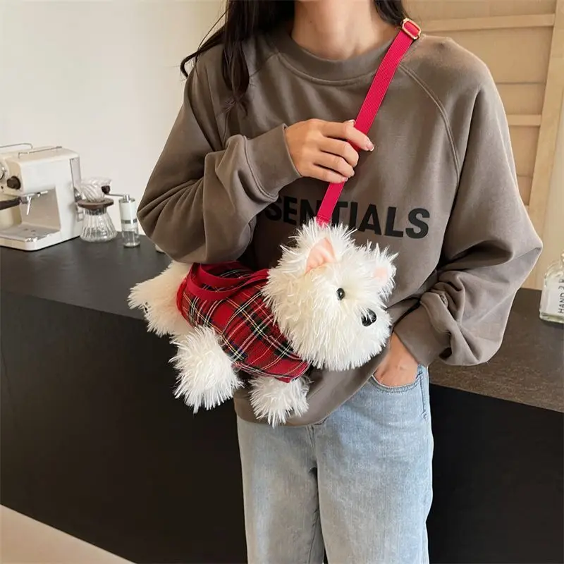 Cute High Western Dog Doll Bag Cartoon Plush Doll Cross Shoulder Single Shoulder Handbag