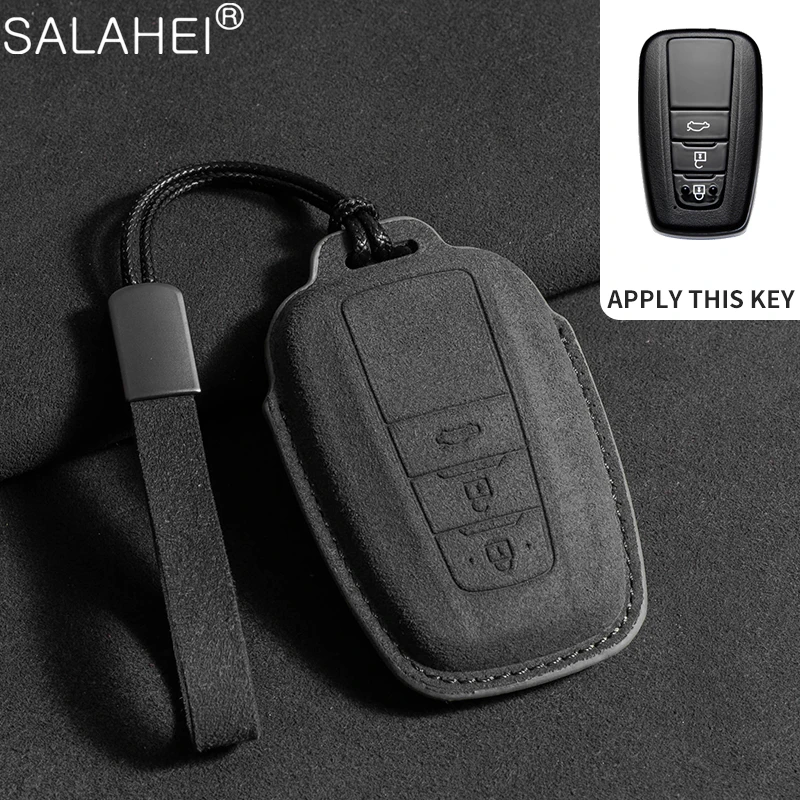 

Suede Leather Car Key Case Cover Holder Shell For Toyota Prius Camry Corolla CHR C-HR RAV4 Land Cruiser Keychain Accessories