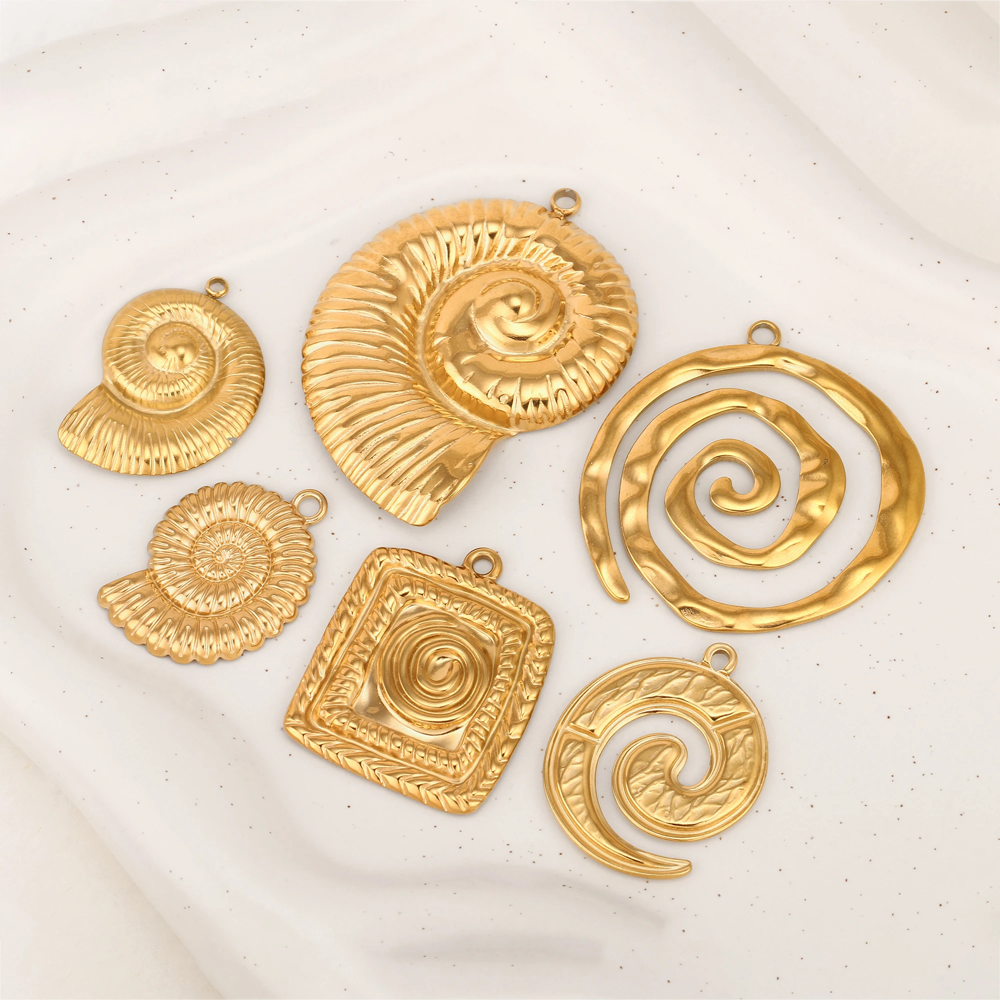 3Pcs Chunky Spiral Swirl Charm Stainless Steel Big Vintage Circle Hip-hop Pendant Bohemia Necklace Earrings Craft Jewelry Making