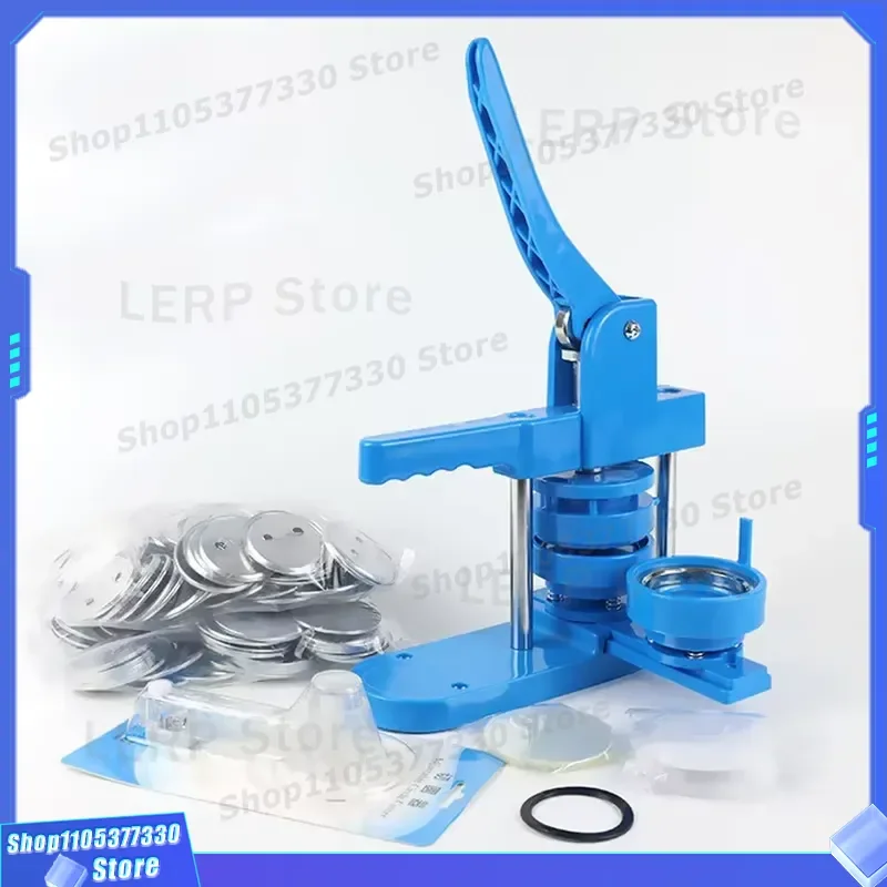 DIY Metal Tin Button Pin Maker Set Pink Blue Badge Press Machine Kit for Custom Name Tag Brooch Manufacturing Tool