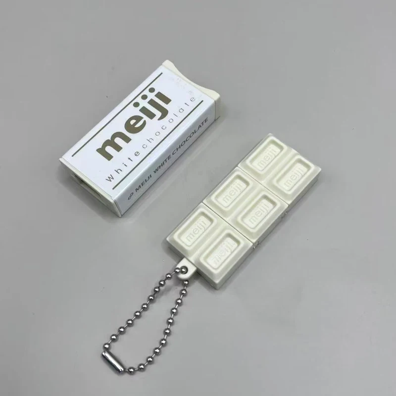 2026 Cute Japanese Style Simulated Meiji Chocolate Fidget Toy Bendable Snap Stress Relief Keychain Pendant Creative Gifts