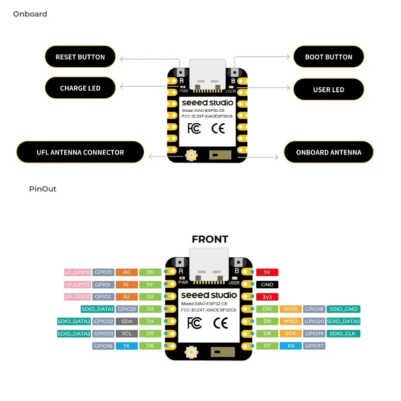 1/5 szt. XIAO ESP32-C6 Seeed Studio XIAO ESP32C6 2.4 GHz WiFi-6 BLE5 MINI Moduł Obsługujący Zigbee Matter Board Moduł Bezprzewodowy Wi-Fi — zdjęcie produktu 5