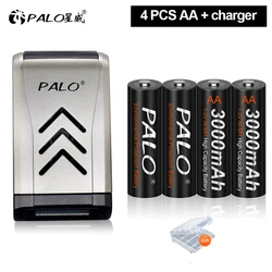 PALO oryginalna akumulator 3000mah AA + 1.2V inteligentna ładowarka USB z wyświetlaczem LCD szybkie urządzenie ładujące do baterii AAA Finger