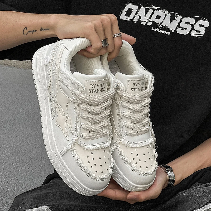 

Men's Fall Faion High-End Thi Bot Heightening Bread Board oes Casual Sports Work White oes All-Match Leisure