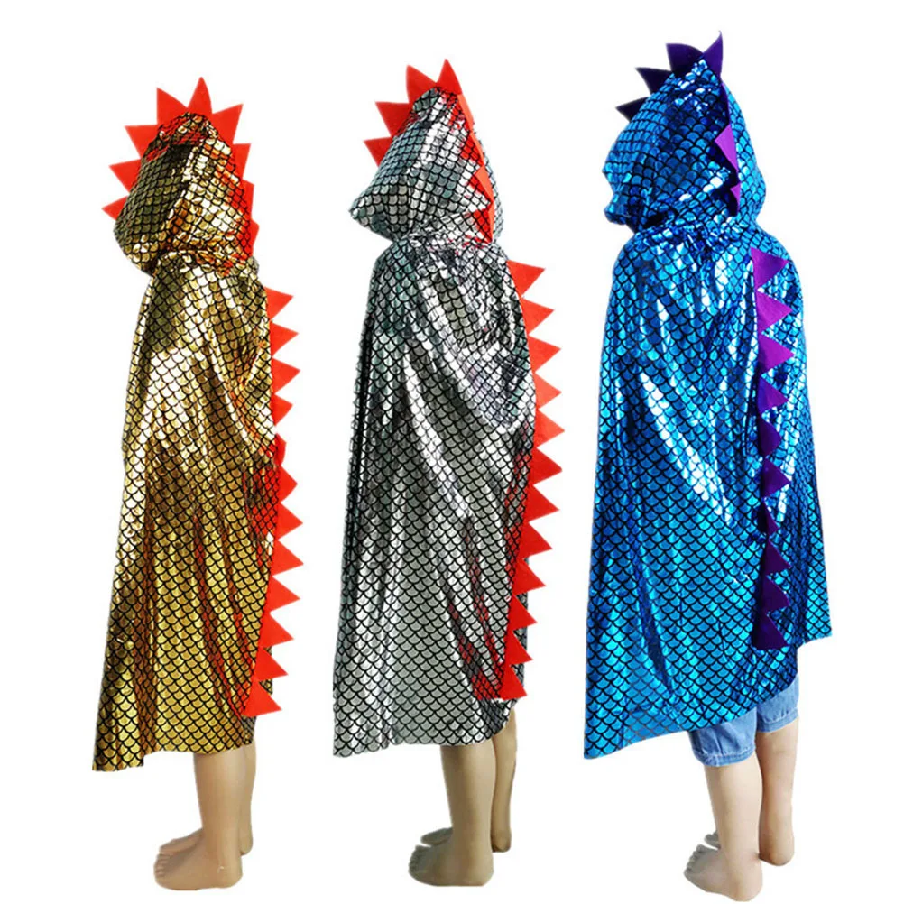Children Dinosaur Hooded Costume Cloak 110cm Halloween Party Capes Performance Clothing Kids Cloak Children Capes