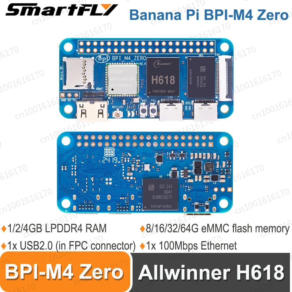 Banana Pi BPI-M4 ZERO Allwinner H618 Development Boards ARM Mali G31 GPU 2.4G/5G WIFI 4G LPDDR4 32G eMMC Single Board Computer