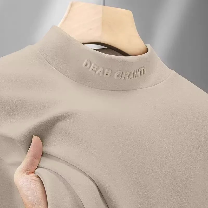 قميص رجالي بأكمام طويلة للخريف والشتاء مبطن بالصوف من الجانبين، ياقة دافئة، ملابس عمل ضيقة، طبقة أساسية بأسلوب عصري #2