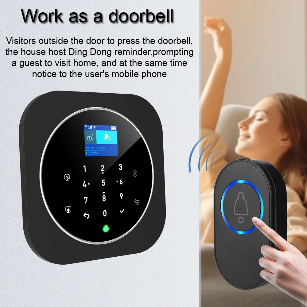 Smart Life Alarm System for Home WIFI GSM Security Alarm Host with Door and Motion Sensor Tuya Smart App control work Alexa