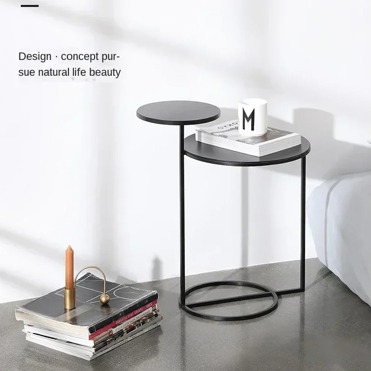 

Скандинавский черный металлический журнальный столик, модный боковой стол, двухслойный креативный стол, домашняя мебель для гостиной, диван, приставной столик