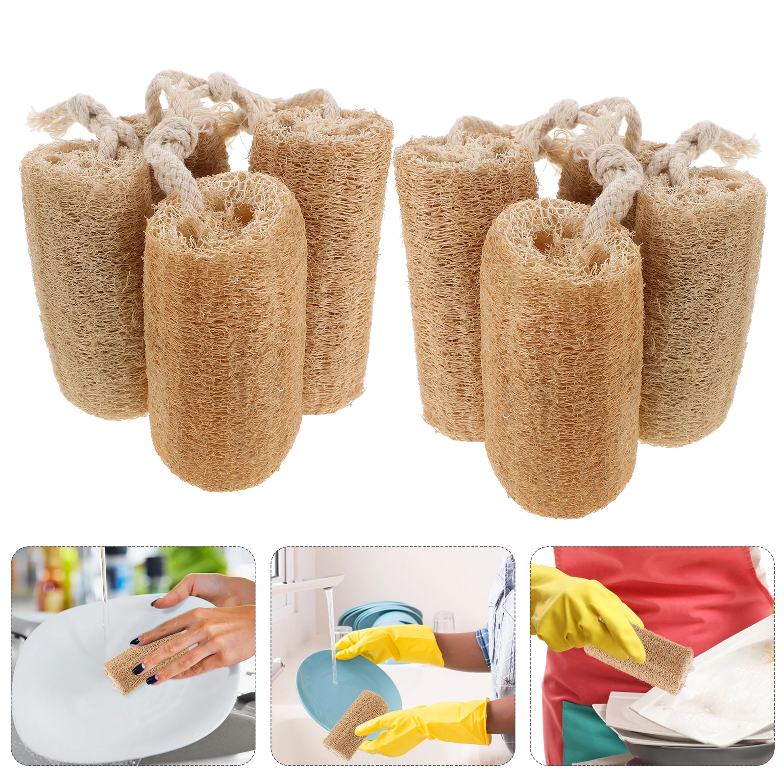 

8Pcs Kitchen Cleaning Sponges Natural Loofah Dish Wash Scrubber Reusable Multi-Purpose Body Exfoliating Shower