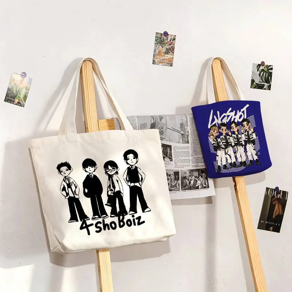 LNGSHOT Hip-hop   Printed Canvas Tote Bag Shoulder Bag Commuter Mommy Shopping Bag