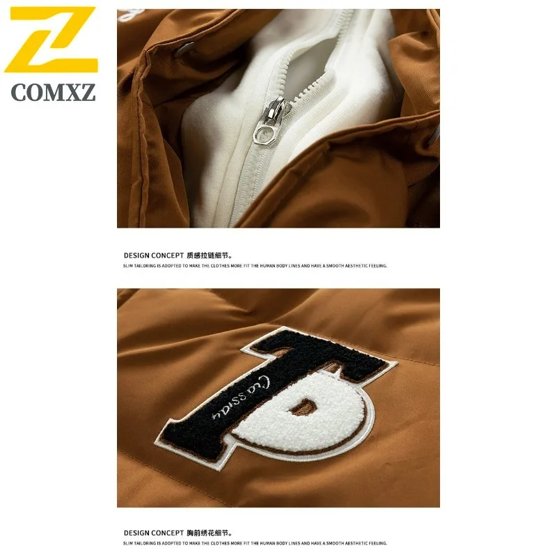 وهمية قطعتين مقنعين معطف مبطّن بالقطن الثقيلة رسالة للجنسين الشتاء سترة الذكور الإناث فضفاضة الشارع الشهير ملابس خارجية دافئة