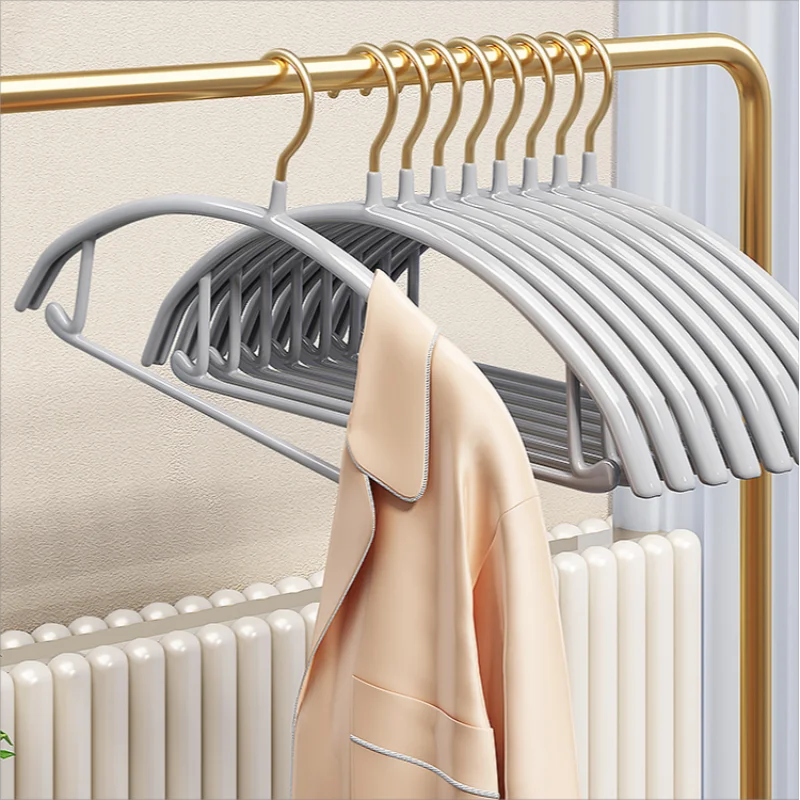 5PCS Impregnated Semi-round Coat Hanger Seamless Storage Thick Clothes Brace Non-slip Stainless Steel Clothes Hanging Adult