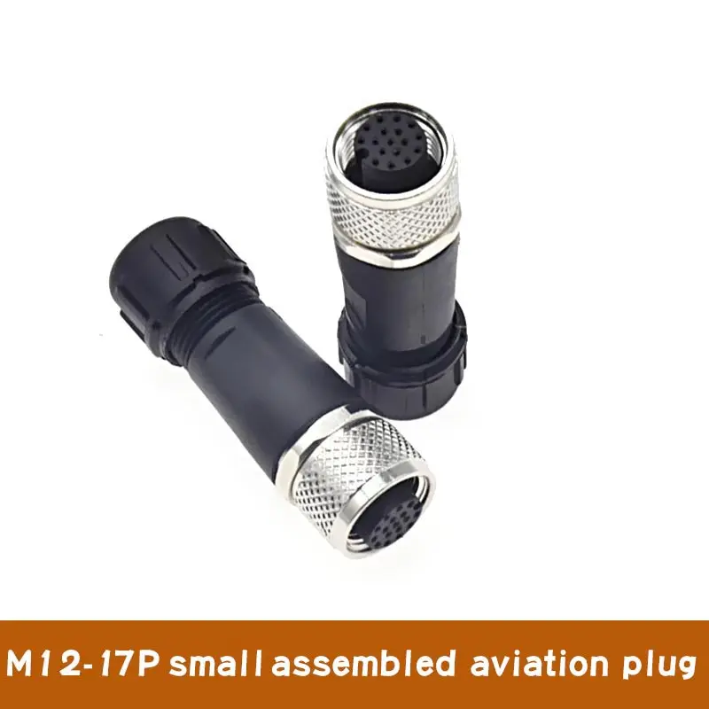 

1pc M12 17 Pin Circle Connector Metal Assembled Female Male Plug Socket IP67 30V 1.5A M12 17pin Soldering Connectors