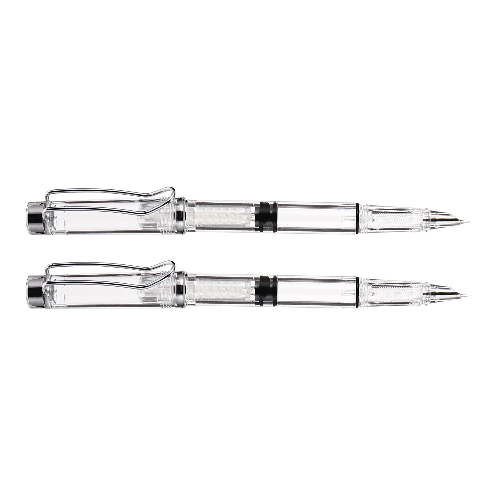 

2Pcs Elegant Fountain Pens High-Quality Craftsmanship Transparent Resin Body Smooth Flow Refillable Ink Pen for Writing