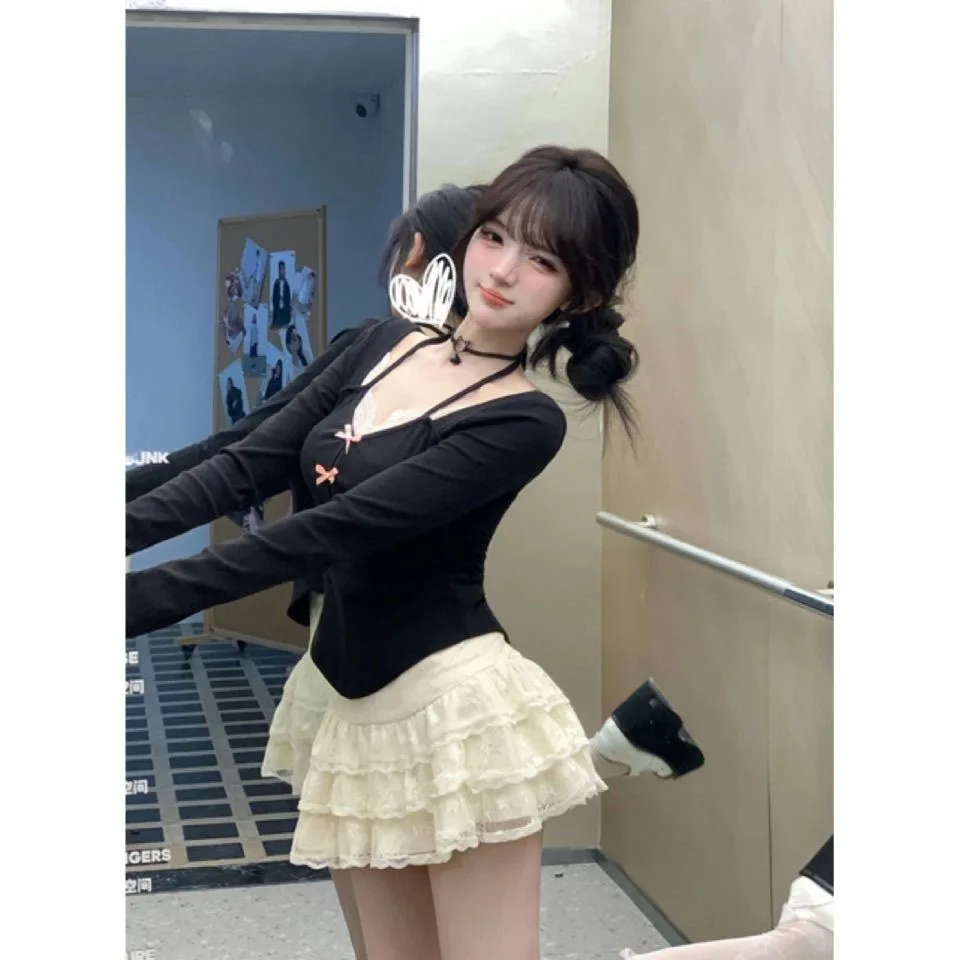 ใหม่ในชุดจับคู่สีฟ้าใหม่ 2 ชิ้นชุดชุดจับคู่ผลิตภัณฑ์ใหม่วันหยุดชุดผู้หญิง Lolita ชุดกระโปรง Y2K เสื้อผ้า