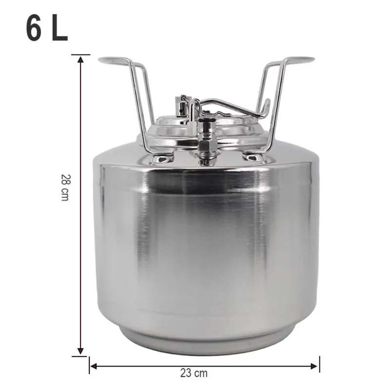 6L Stainless Steel Secondary Fermentation Vessel, Pressure Barrel for Beer, Soda & Wine Making
