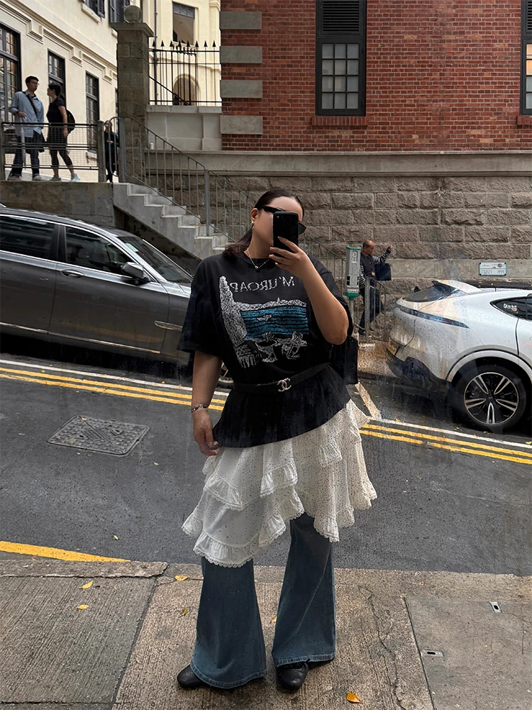 

Винтажная футболка с пляжным принтом, большие размеры, женская, повседневный стиль, круглый вырез, короткий рукав, модная, удобная, для ношения в качестве нижнего слоя.