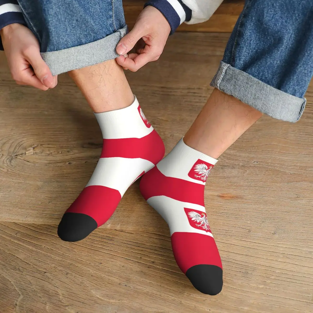 Kawaii Polish Flag Socks Men Women Warm 3D Printing Sports Basketball Socks