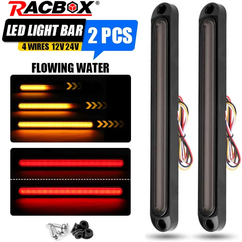 

3 in 1 LED Tail Light Bar Turn Signal Light Red Yellow Flowing DRL Lamp Brake Stop Light For Trailer Pickup Truck RV 12V 24V