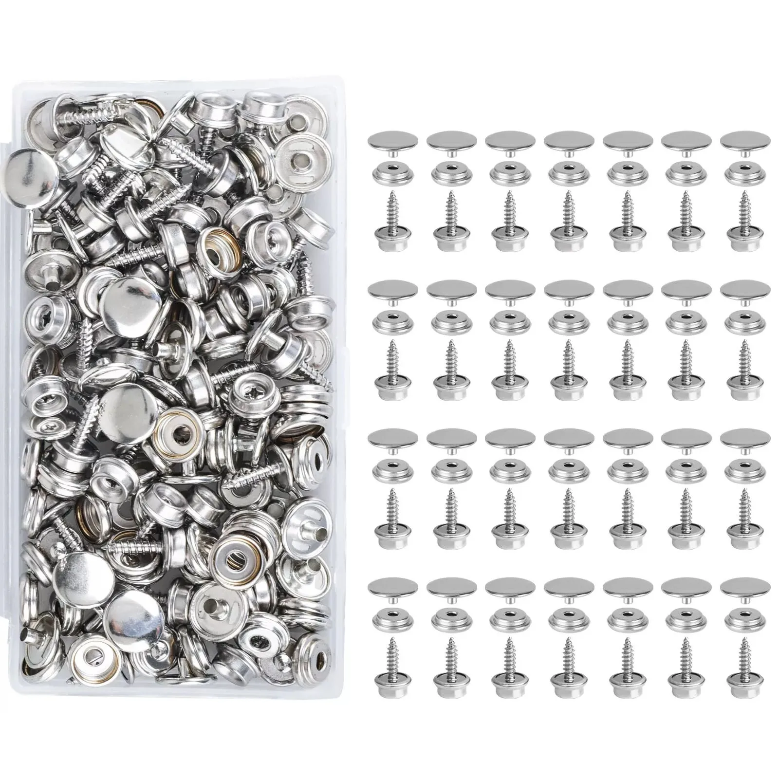 50 Set Snap Fastener Button Kit For Boat Cover Tent Marine Canvas Snap Fastener Stainless Steel Screw Snap Buttons Kit