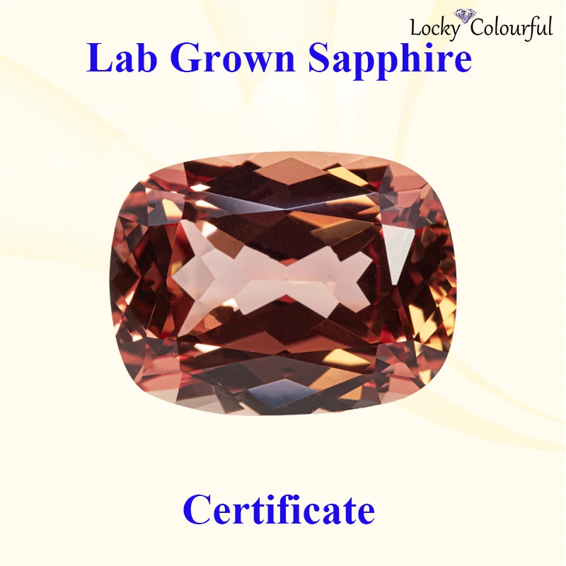 

Lab Grown Sapphire Sunset Orange Color Charms Beads Rectangle Cushion Shape for DIY Jewelry Making Selectable AGL Certificate