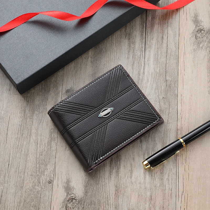 Cartera corta de cuero Pu a la moda para hombre, billetera versión coreana, billeteras de gran capacidad con múltiples tarjetas, tarjetero de identificación de crédito de alta calidad