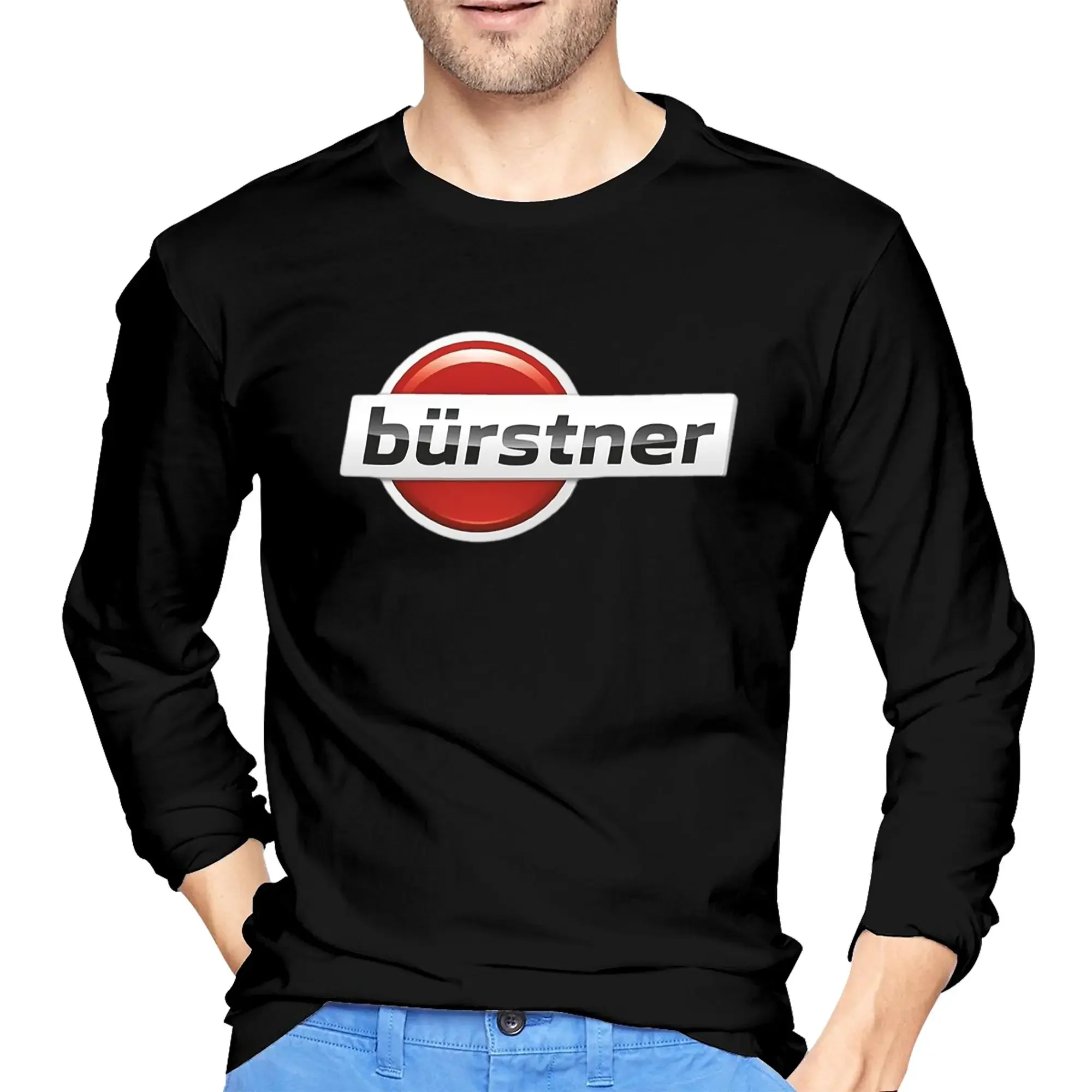 

Burstner Caravan Men's Long Sleeved T-shirt Breathable Round Neck T shirts Spring and Autumn Men tops