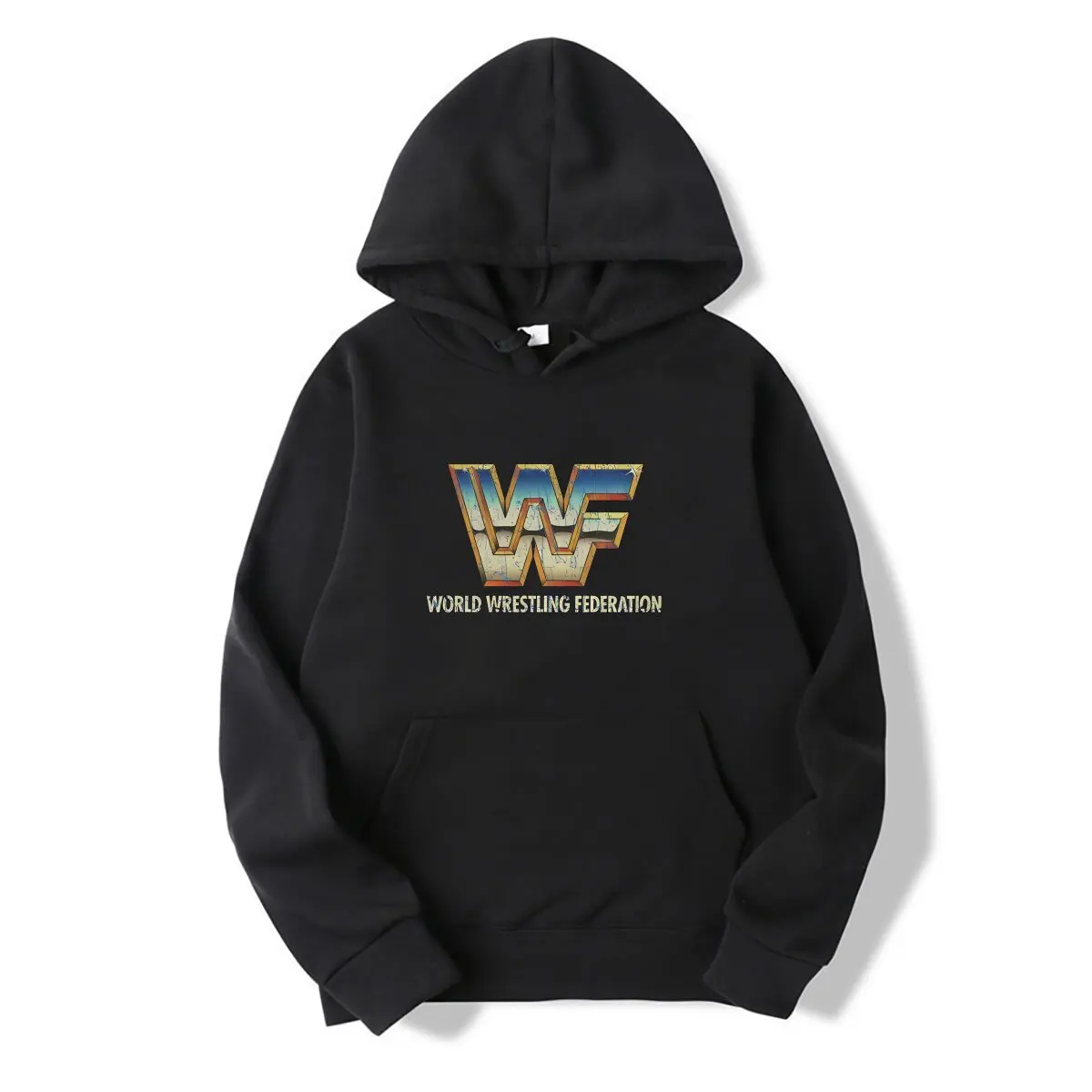 WWF Retroway كروم 1985 ريترو الخريف الدافئة الرجال هوديي ملابس غير رسمية نزهة طويلة الأكمام