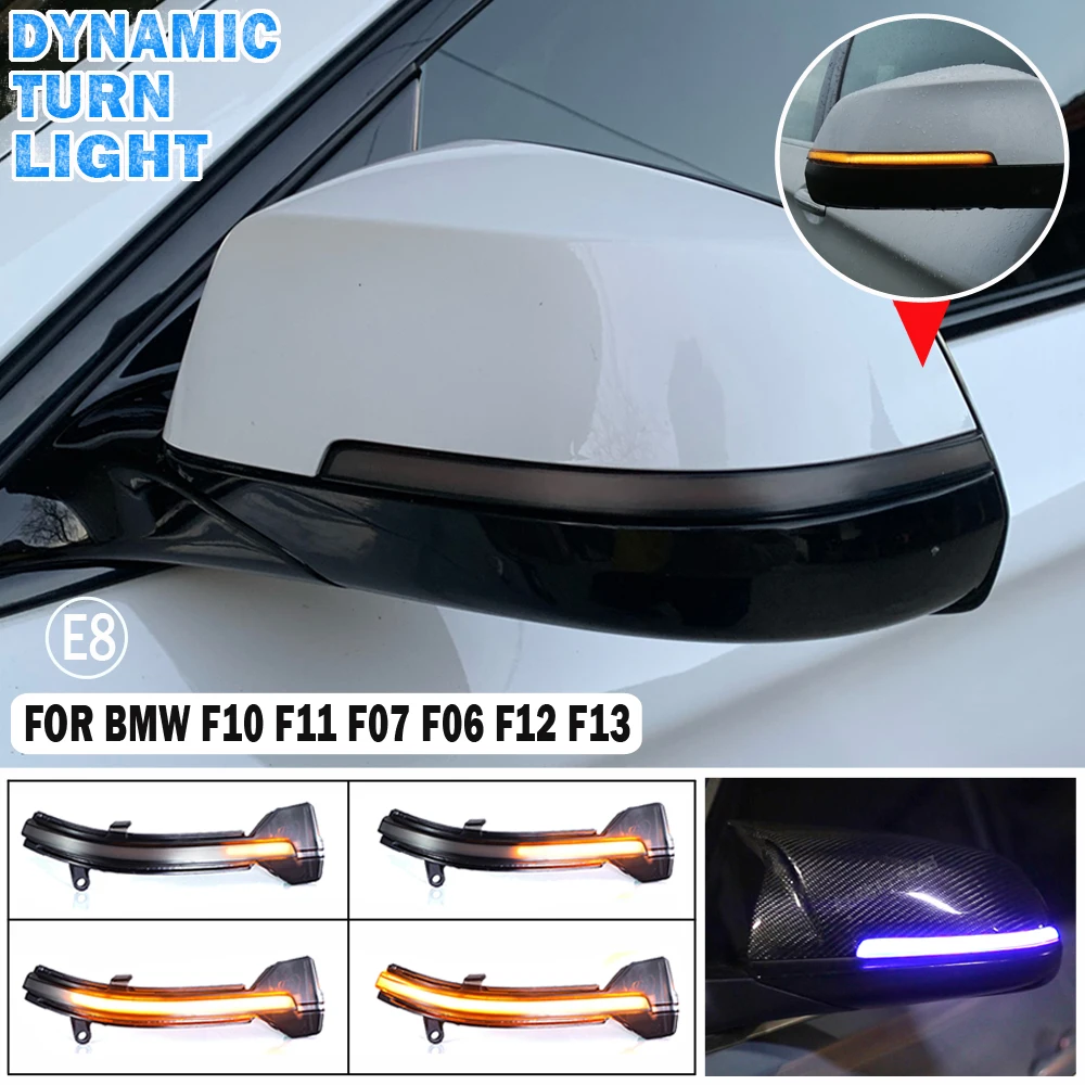 2pcs LED Dynamic Turn Signal Blinker Side Rear-View Mirror Indicator Light For BMW 5 6 7 Series F10 F11 F07 F06 F12 F13 F01 F02