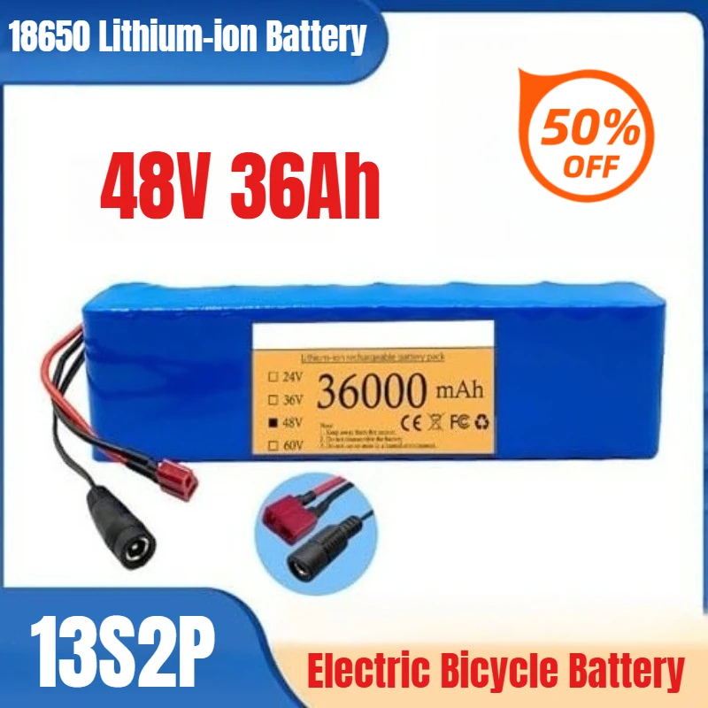 

13S2P Electric Bicycle Battery 48V 36Ah 18650 Lithium-ion Battery Pack + Charger