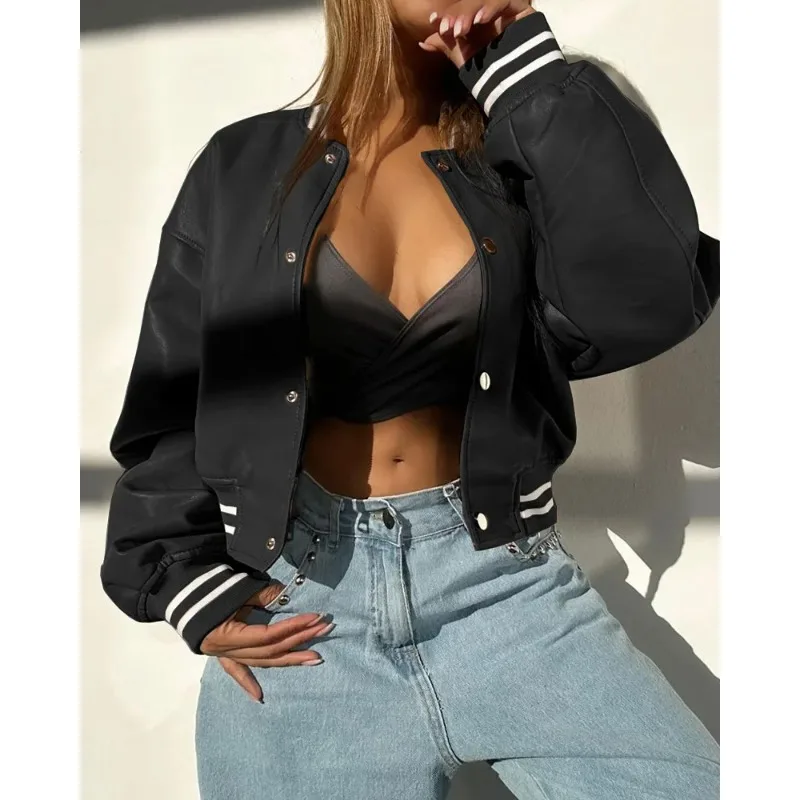 

Autumn and winter fashion long-sleeved locomotive fashion PU leather jacket small coat women's