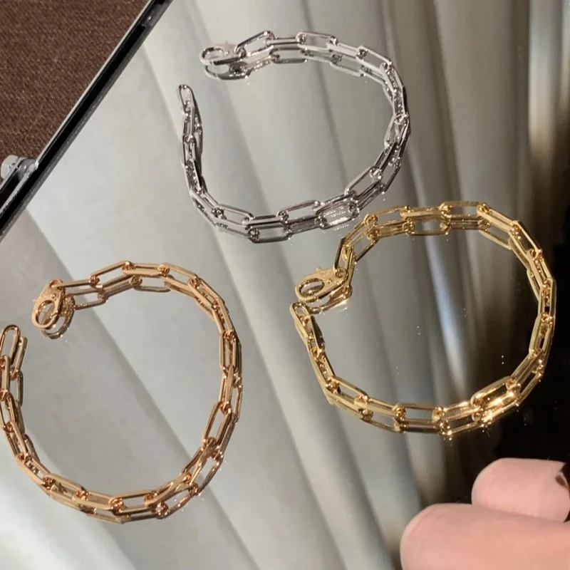 

Punk Hip Hop Style 925 Sterling Silver Plain Ring Bracelet Unisex Couple Jewelry Gift