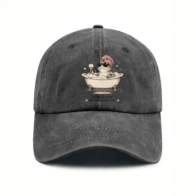 Trendy and Fun Frog Bathing Print Pattern Unisex Washable Baseball Cap, Comfortable and Soft, Stylish and Simple, Retro and Fresh, Versatile for Everyday Wear
