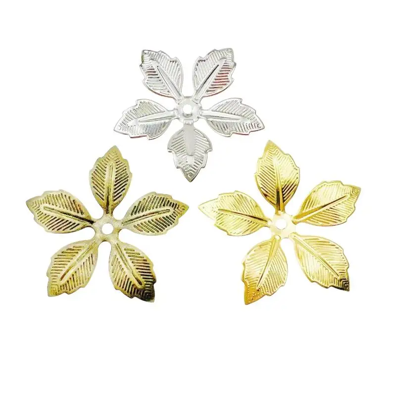 Bleifreie 50 Stück Antike Filigrane Blumen-Anhänger-Verbinder Perlenkappen für DIY Armband Ohrringe Bastelarbeiten – Detail 6