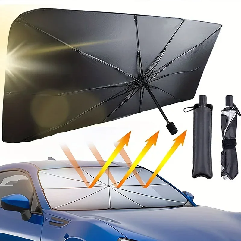 Summer Sun Protection Accessories Car Sunshade Umbrella Windshield Folding Front Parasol Umbrella Type Sun Shade for Car Window